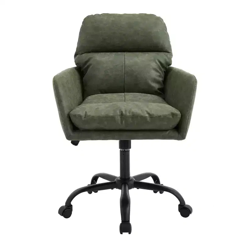 Sedia da Ufficio in Ecopelle, Altezza Regolabile, Braccioli Fissi – Nero/Marrone/Grigio/Verde/Rosa/Bianco, Posti a Sedere: 1
