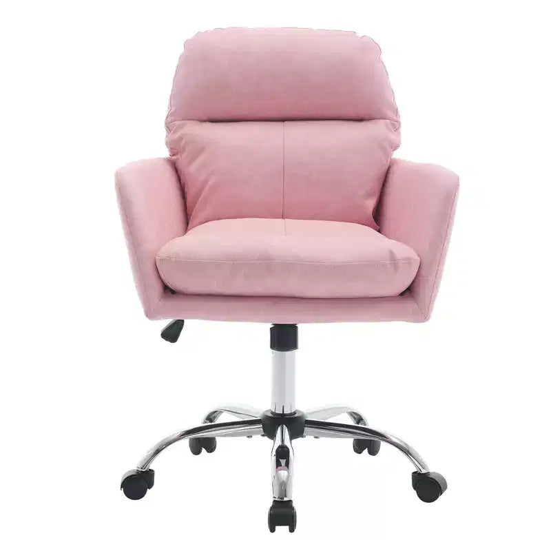 Sedia da Ufficio in Ecopelle, Altezza Regolabile, Braccioli Fissi – Nero/Marrone/Grigio/Verde/Rosa/Bianco, Posti a Sedere: 1