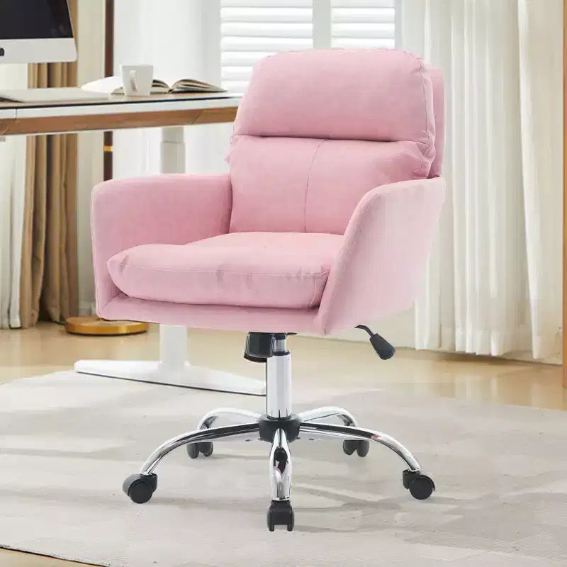 Sedia da Ufficio in Ecopelle, Altezza Regolabile, Braccioli Fissi – Nero/Marrone/Grigio/Verde/Rosa/Bianco, Posti a Sedere: 1