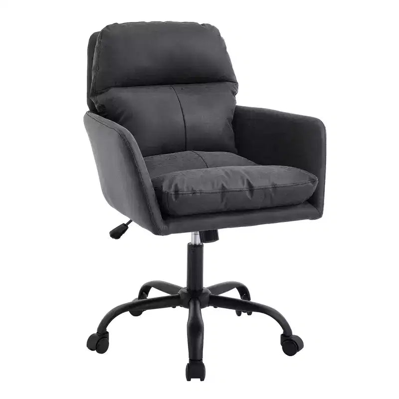 Sedia da Ufficio in Ecopelle, Altezza Regolabile, Braccioli Fissi – Nero/Marrone/Grigio/Verde/Rosa/Bianco, Posti a Sedere: 1