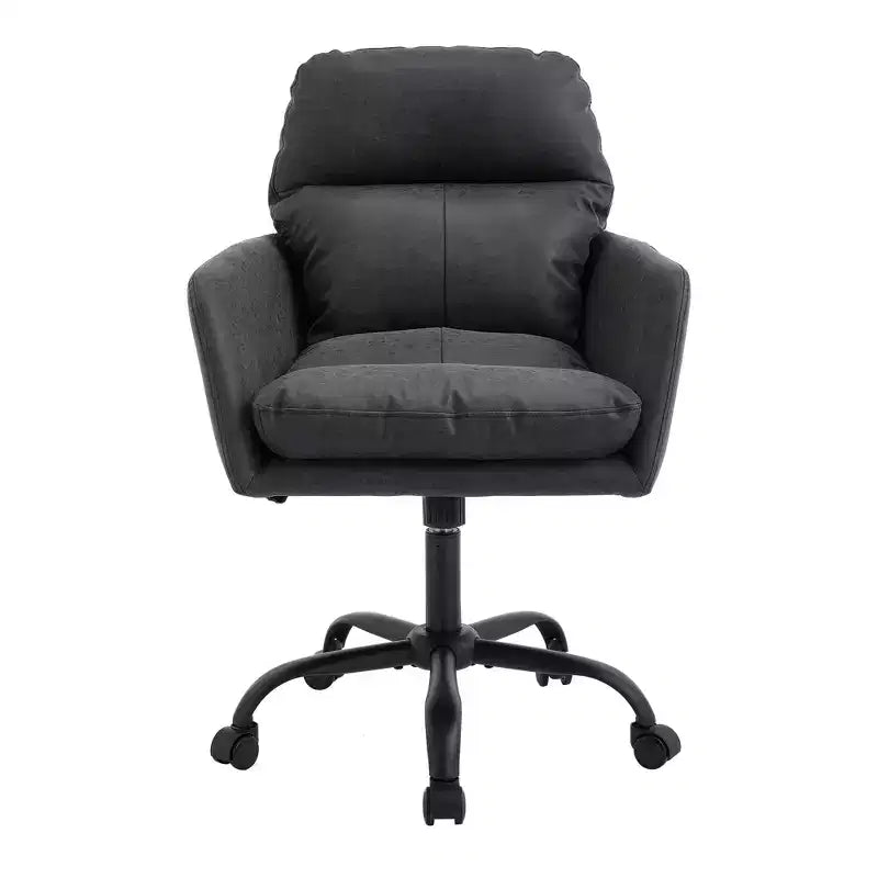 Sedia da Ufficio in Ecopelle, Altezza Regolabile, Braccioli Fissi – Nero/Marrone/Grigio/Verde/Rosa/Bianco, Posti a Sedere: 1