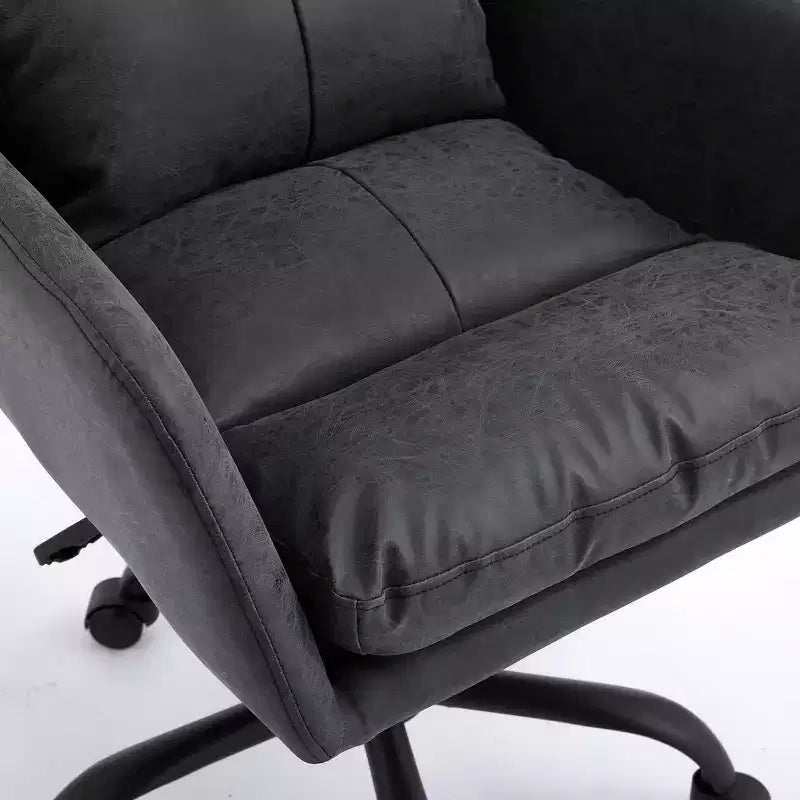Sedia da Ufficio in Ecopelle, Altezza Regolabile, Braccioli Fissi – Nero/Marrone/Grigio/Verde/Rosa/Bianco, Posti a Sedere: 1