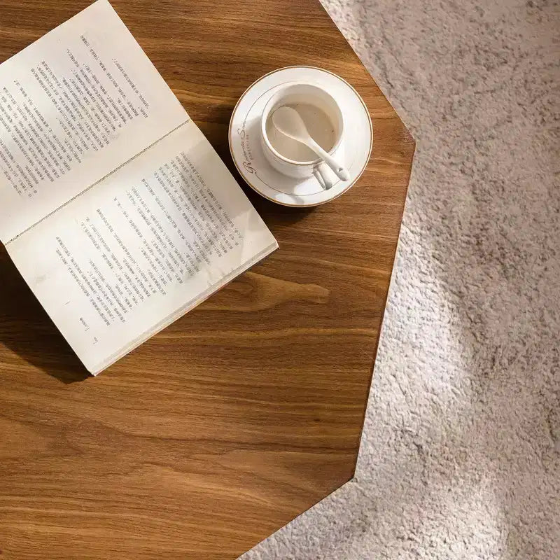 Tavolino da caffè ottagonale noce, 2 posti, 30.51"
