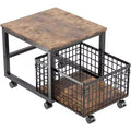 Movable Mini Fridge Stand with Large Capacity Storage, Rolling Fridge Cart with 4 Lockable Wheels for Kitchen Bedroom Office Dorm
