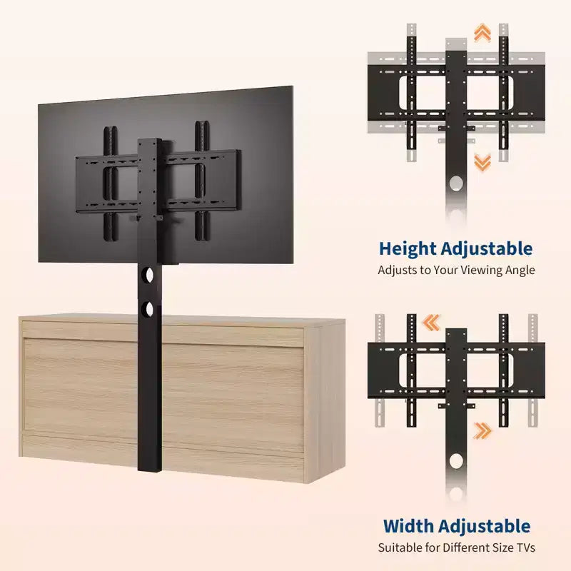 Mobile TV a 4 cassetti con supporto regolabile | Nero e legno naturale | Adatto a TV fino a 70" | 2 colori