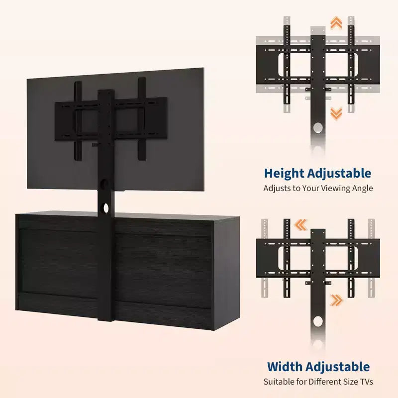 Mobile TV a 4 cassetti con supporto regolabile | Nero e legno naturale | Adatto a TV fino a 70" | 2 colori