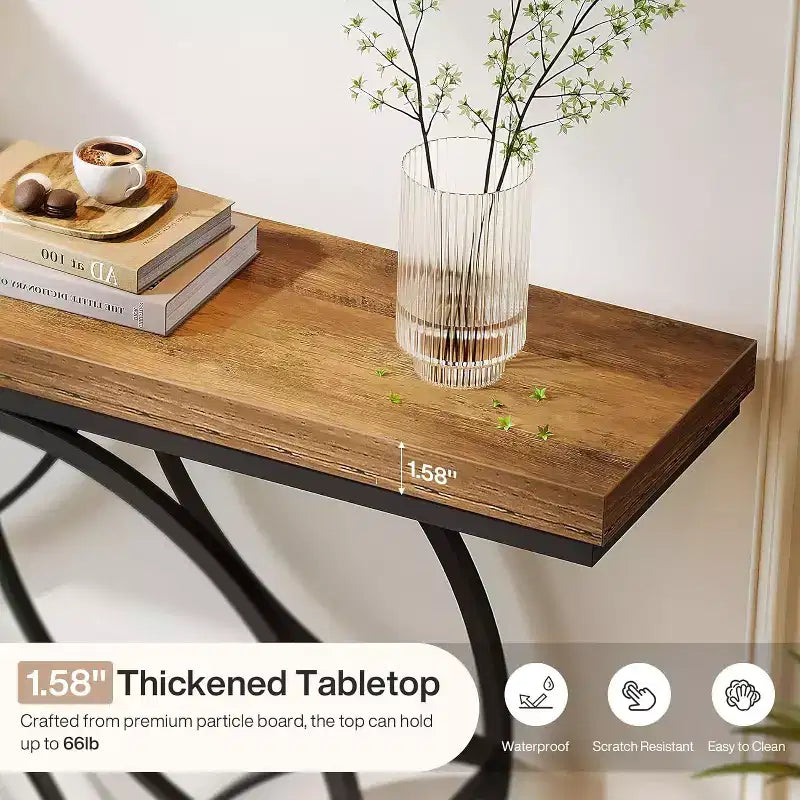Tavolo Consolle Rustico Marrone a 2 Livelli, Stile Industriale, 119 cm
