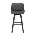 HomeRoots 26 Gray And Black Faux Leather And Iron Swivel Counter Height Bar Chair