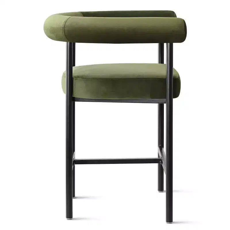 Sgabello da bancone in velluto nero/verde/visone con braccioli – Set di 3, Posti a sedere 3