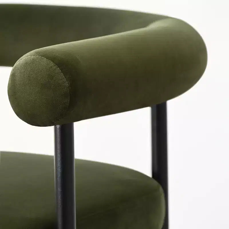 Sgabello da bancone in velluto nero/verde/visone con braccioli – Set di 3, Posti a sedere 3