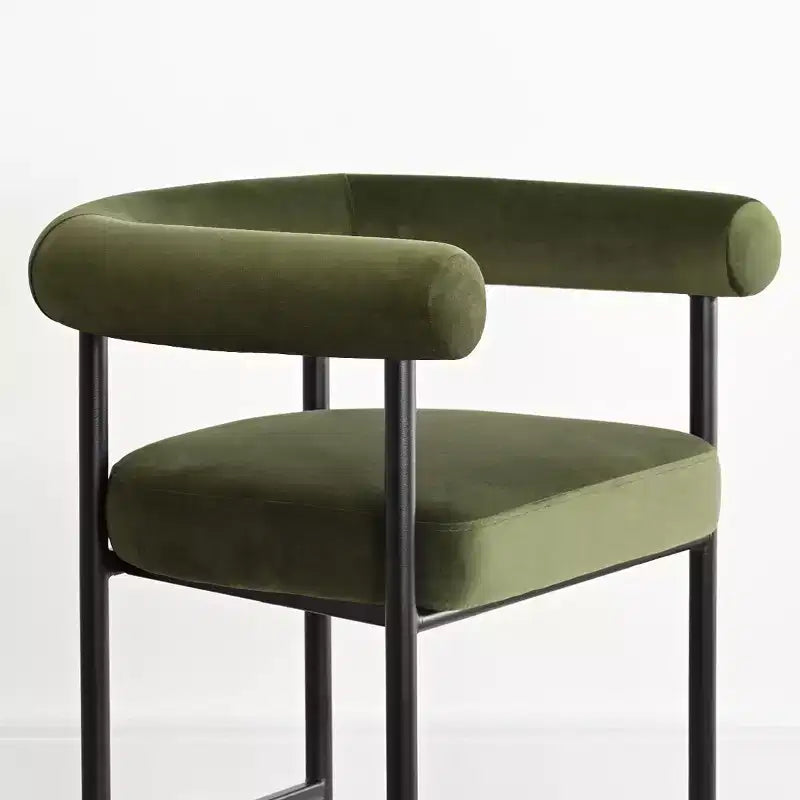 Sgabello da bancone in velluto nero/verde/visone con braccioli – Set di 3, Posti a sedere 3