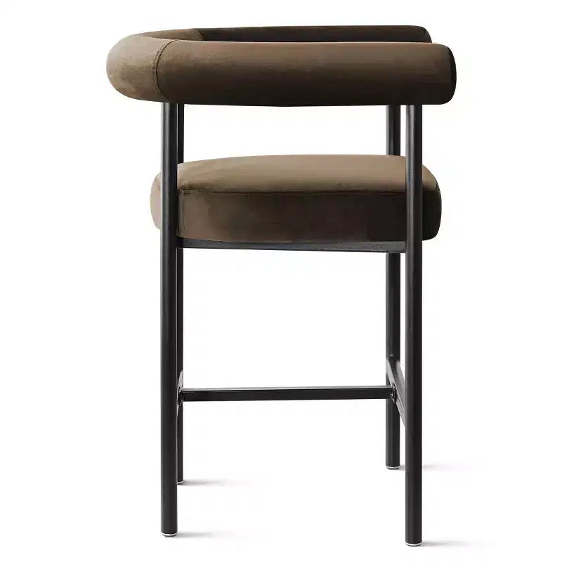 Sgabello da bancone in velluto nero/verde/visone con braccioli – Set di 3, Posti a sedere 3