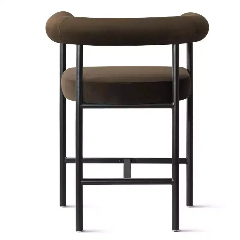 Sgabello da bancone in velluto nero/verde/visone con braccioli – Set di 3, Posti a sedere 3