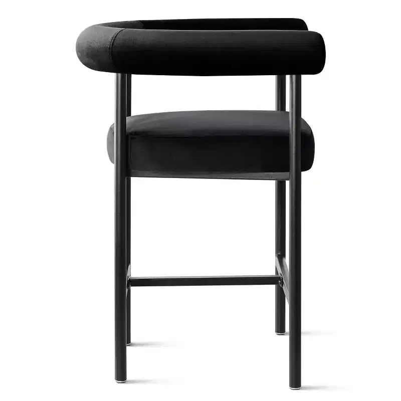 Sgabello da bancone in velluto nero/verde/visone con braccioli – Set di 3, Posti a sedere 3