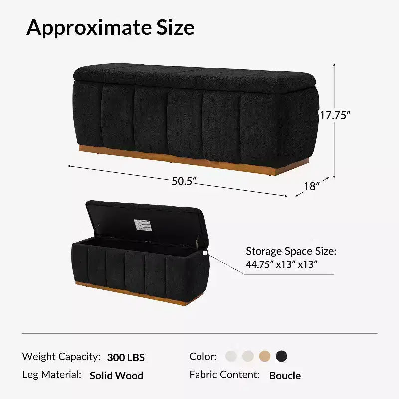 Panca portaoggetti imbottita beige/nera/cammello, 1 posto