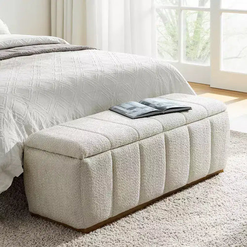 Panca portaoggetti imbottita beige/nera/cammello, 1 posto