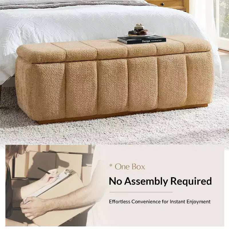 Panca portaoggetti imbottita beige/nera/cammello, 1 posto