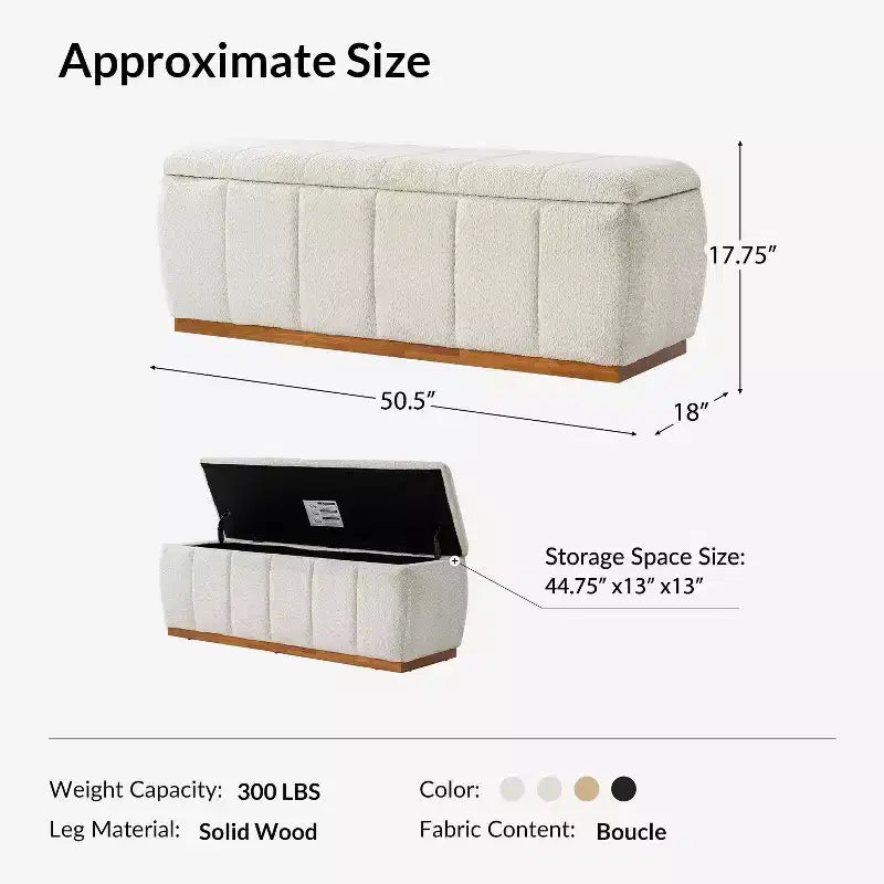 Panca portaoggetti imbottita beige/nera/cammello, 1 posto