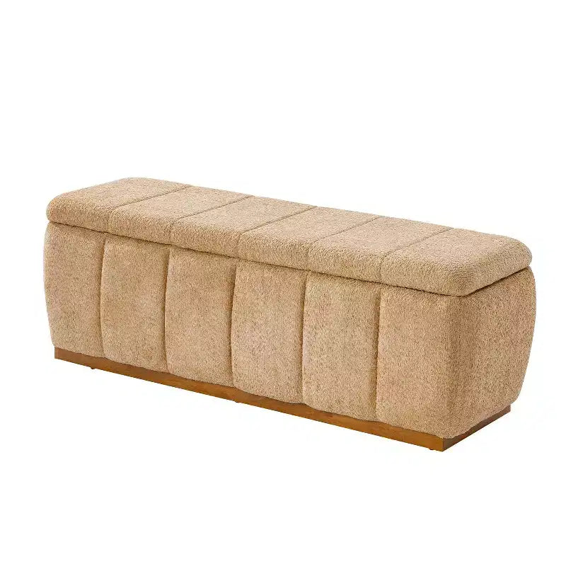 Panca portaoggetti imbottita beige/nera/cammello, 1 posto