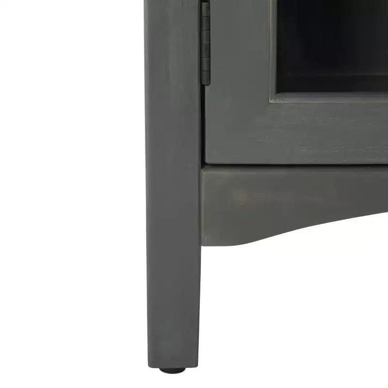 Comodino Grigio Cenere a 1 Cassetto con Sportello in Vetro, Singolo