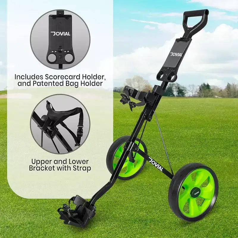 Carrello da golf a 3 ruote pieghevole nero, 1 persona