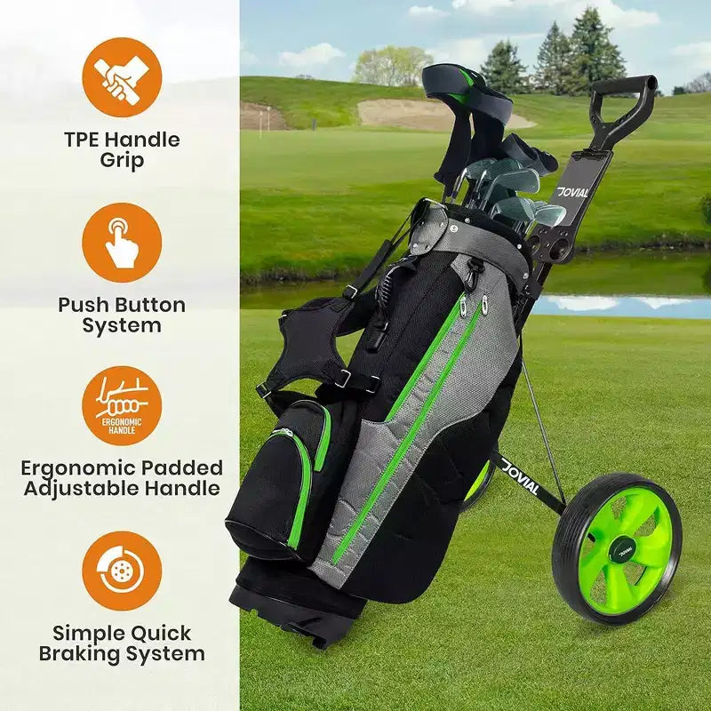 Carrello da golf a 3 ruote pieghevole nero, 1 persona