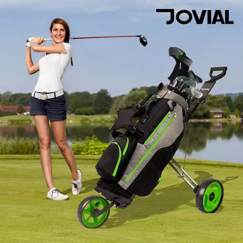 Carrello da golf a 3 ruote pieghevole nero, 1 persona