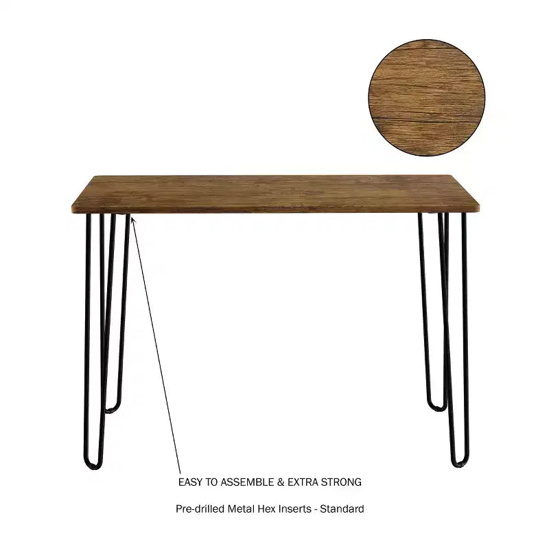 Scrivania con gambe a forcina nere/marrone – Stile industriale moderno, 1 persona
