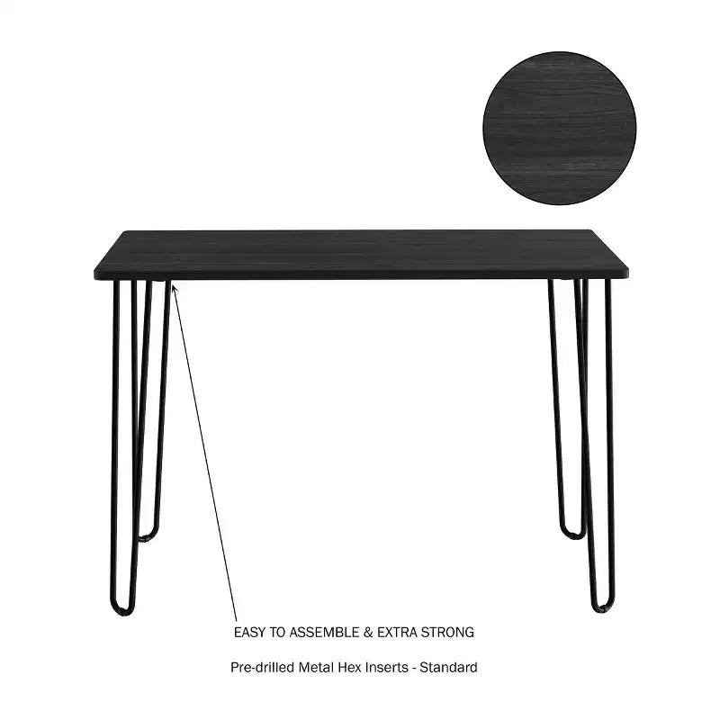 Scrivania con gambe a forcina nere/marrone – Stile industriale moderno, 1 persona
