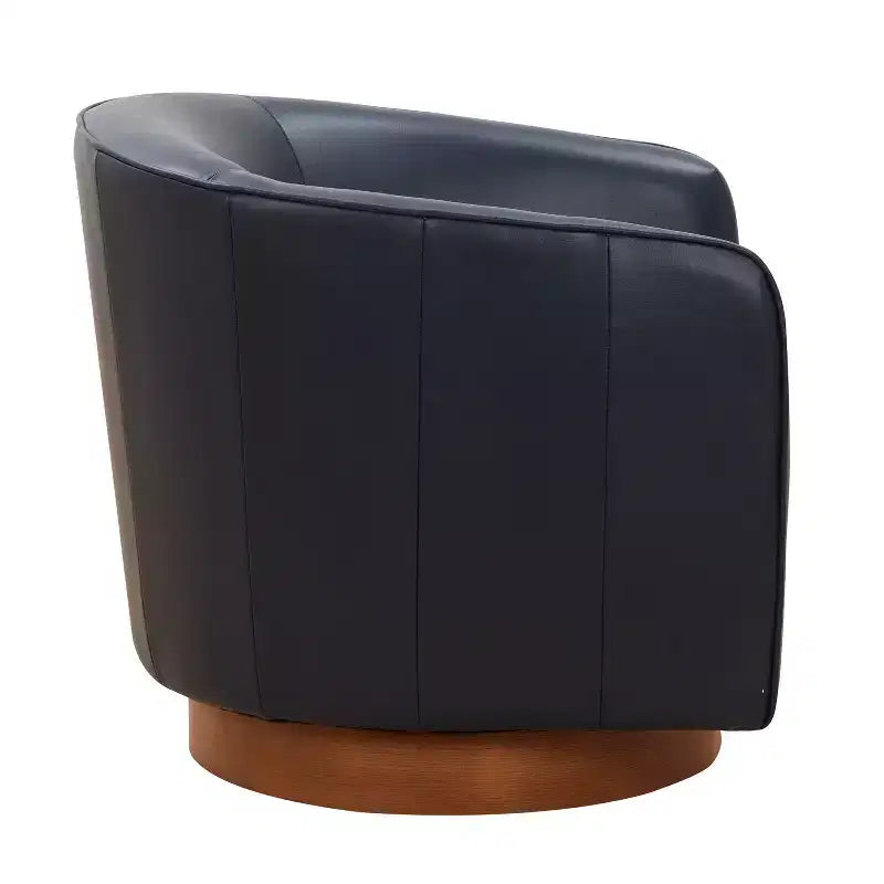 Poltrona girevole in pelle pieno fiore color caramello/blu notte, 1 posto
