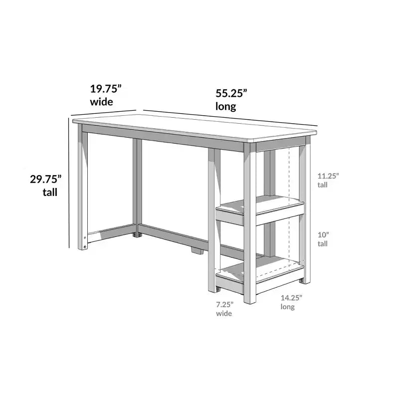 Scrivania per computer in legno con ripiani – Blu / Argilla / Grigio, Stile moderno, 1 persona
