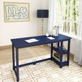 Scrivania per computer in legno con ripiani – Blu / Argilla / Grigio, Stile moderno, 1 persona