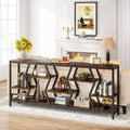 Lantine 70.9 Inches Sofa Console Table with 4 Tier Wood Storage Shelves