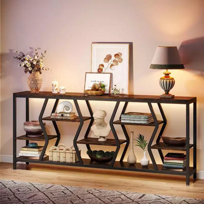 Consolle Marrone, Struttura in Metallo, 4 Ripiani, Montaggio per 1 Persona