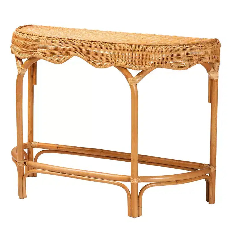 Consolle in Rattan Naturale Marrone – Mezzaluna, Ovale, Montaggio a 1 persona