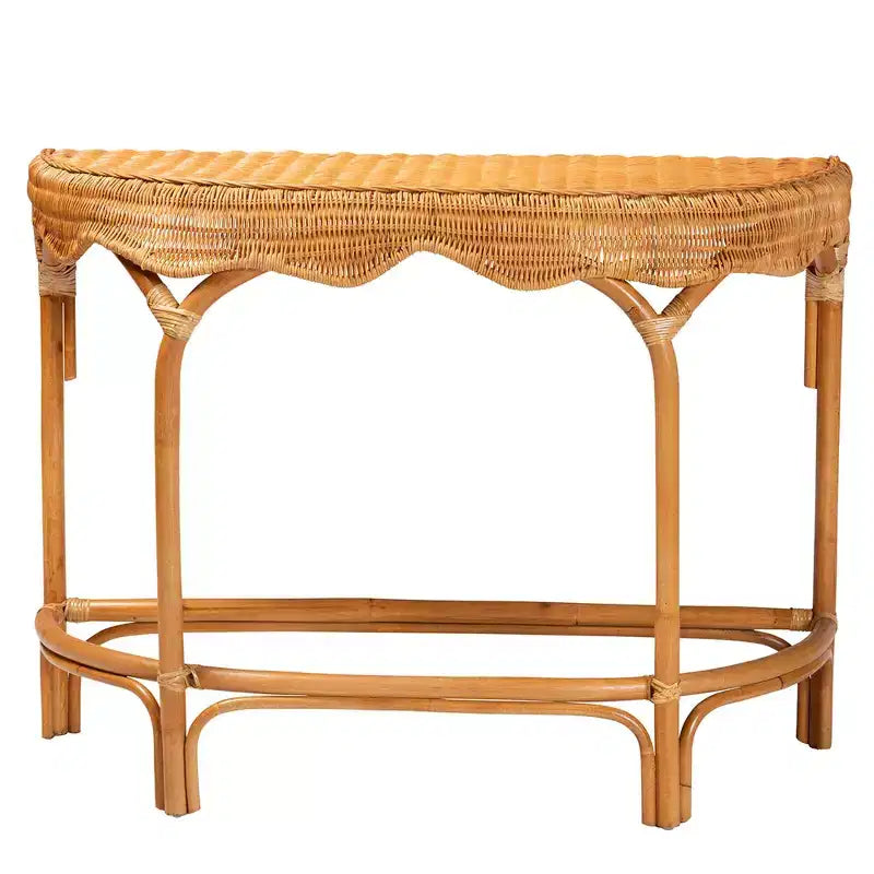 Consolle in Rattan Naturale Marrone – Mezzaluna, Ovale, Montaggio a 1 persona