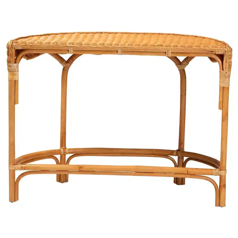 Consolle in Rattan Naturale Marrone – Mezzaluna, Ovale, Montaggio a 1 persona