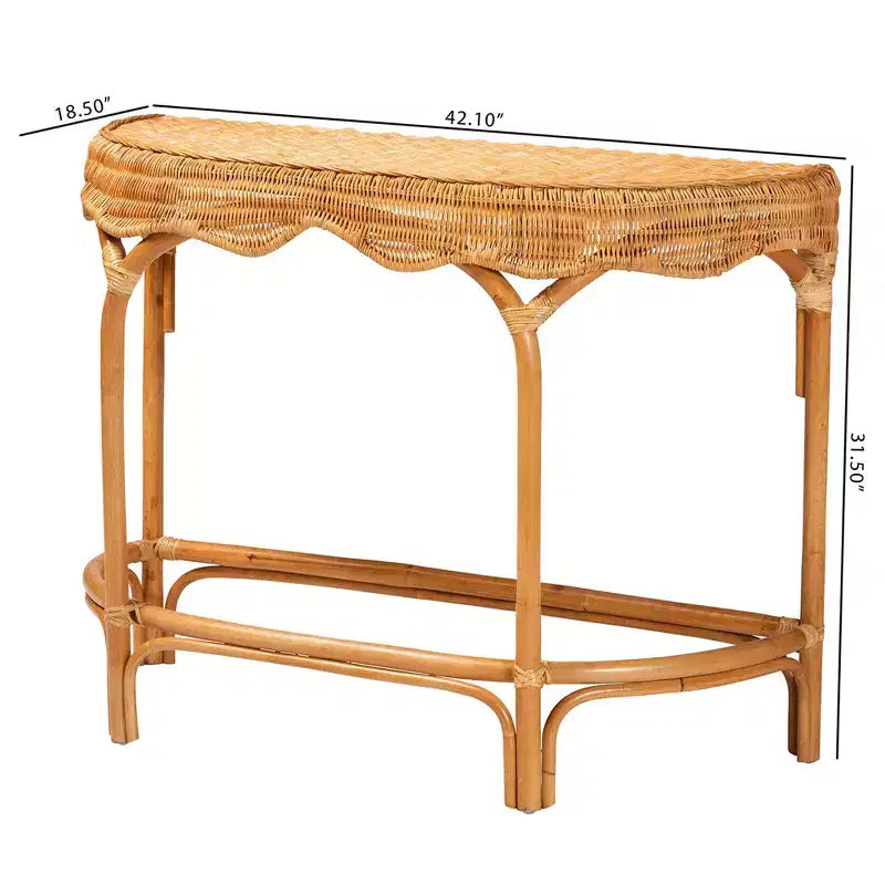 Consolle in Rattan Naturale Marrone – Mezzaluna, Ovale, Montaggio a 1 persona
